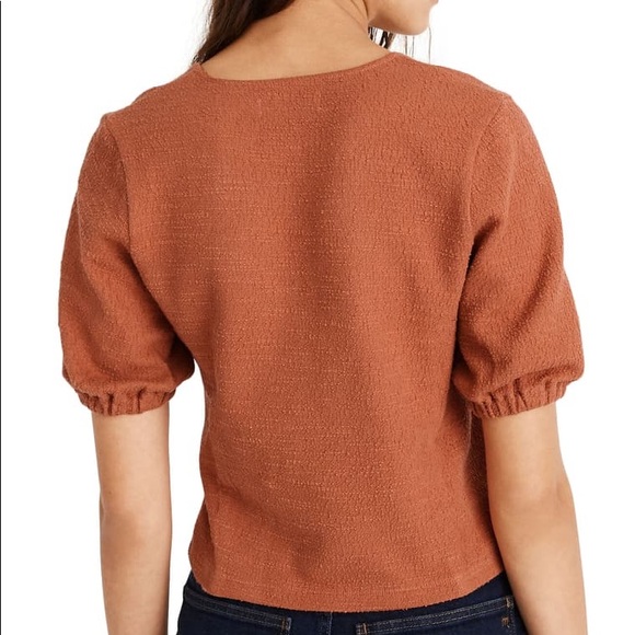Madewell Texture and Thread Puff Sleeved Wrap Top - Picture 2 of 6